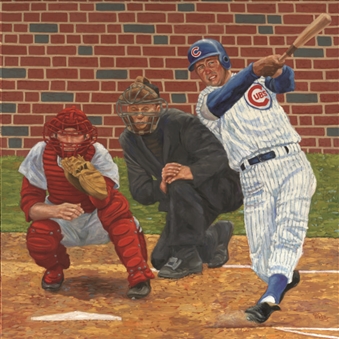Ron Santo 3x3 Oil On Canvas Painting by Dick Perez
